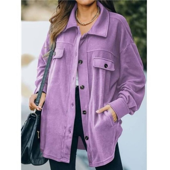 BUCKETLIST Jackets & Blazers - Bucket List Terry Cloth Purple Shacket